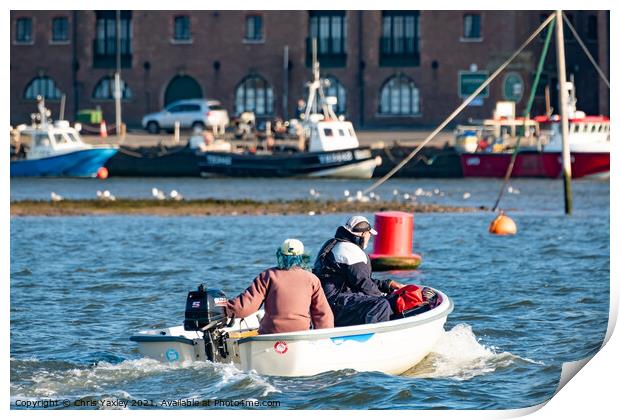 Motoring in to the Port of Wells-Next-The-Sea Print by Chris Yaxley