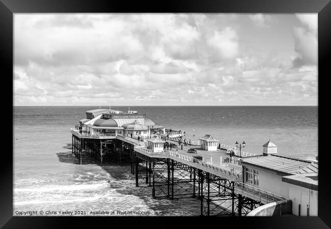 Cromer pier in black and white Framed Print by Chris Yaxley