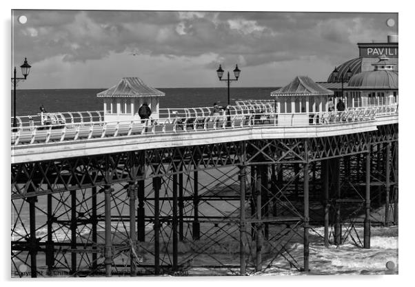 Cromer pier in black and white Acrylic by Chris Yaxley