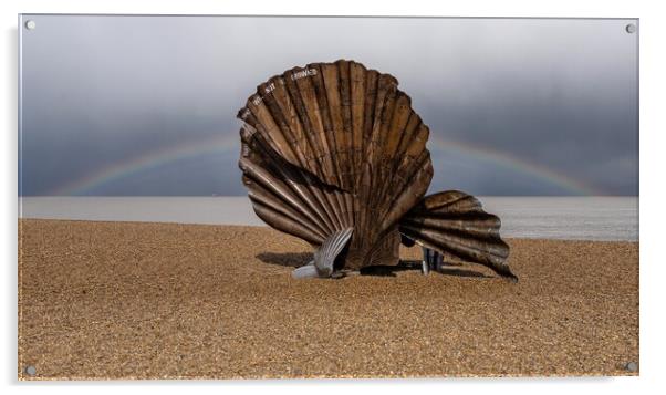 A rainbow and a scallop - Aldeburgh beach Acrylic by Gary Pearson