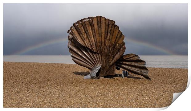 A rainbow and a scallop - Aldeburgh beach Print by Gary Pearson