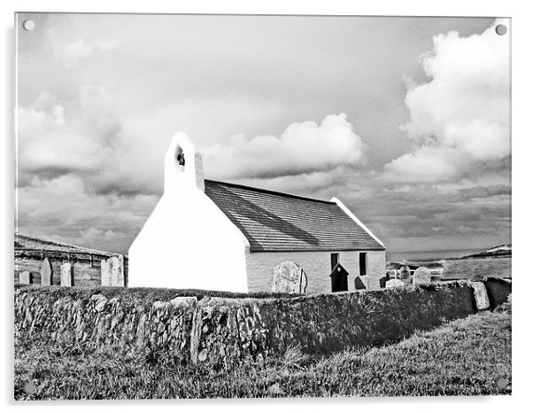 Mwnt Chapel.Cardigan.Black+White. Acrylic by paulette hurley