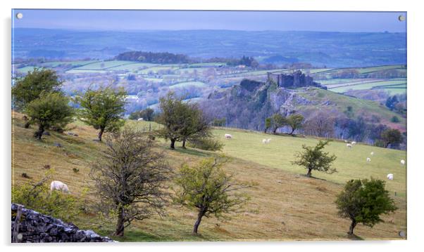 Carreg Cennen castle Acrylic by Leighton Collins