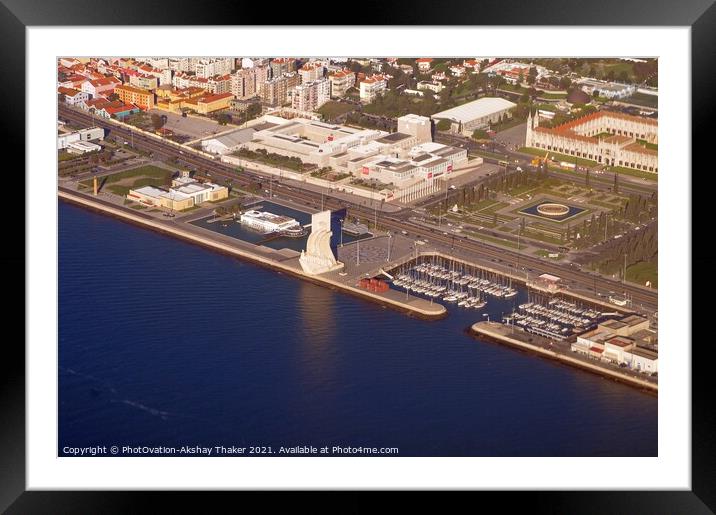 An Aerial view of Lisbon coastal city Framed Mounted Print by PhotOvation-Akshay Thaker