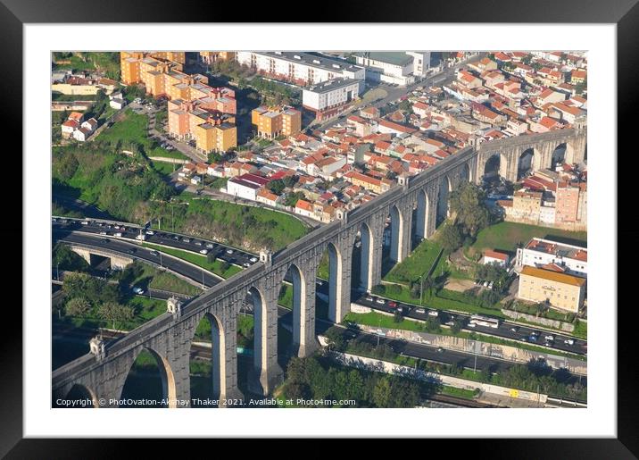 Aerial view of Aqueduct and Lisbon city Framed Mounted Print by PhotOvation-Akshay Thaker