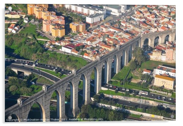 Aerial view of Aqueduct and Lisbon city Acrylic by PhotOvation-Akshay Thaker