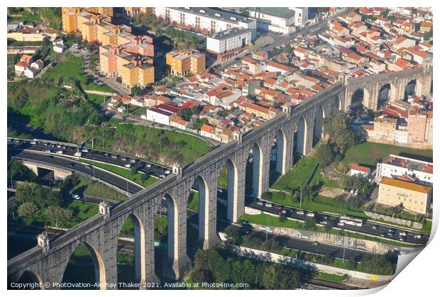 Aerial view of Aqueduct and Lisbon city Print by PhotOvation-Akshay Thaker