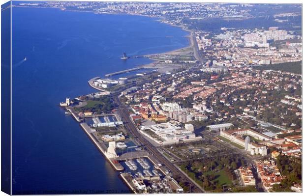 An Aerial view of Lisbon coastal city Canvas Print by PhotOvation-Akshay Thaker