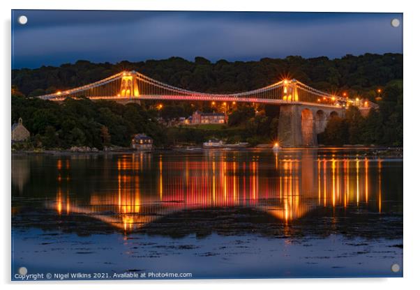 Menai Suspension Bridge Acrylic by Nigel Wilkins