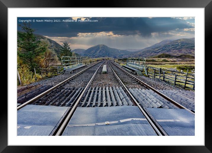 The Highland Railway Line near Dalwhinnie Scotland Framed Mounted Print by Navin Mistry