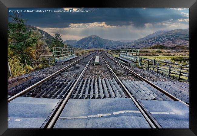 The Highland Railway Line near Dalwhinnie Scotland Framed Print by Navin Mistry