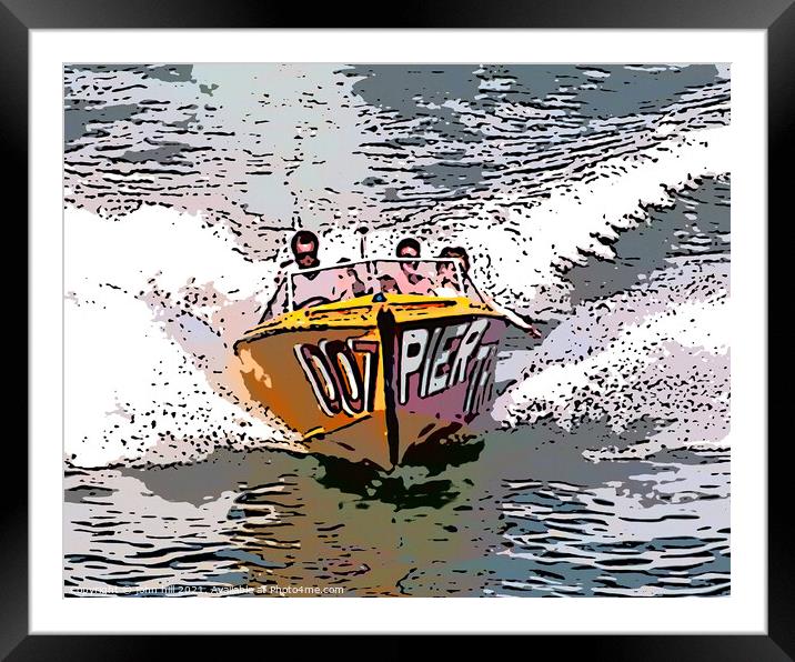 Speedboat (illustration effect) Framed Mounted Print by john hill