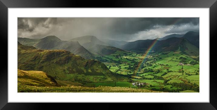Catbells rainbow Framed Mounted Print by Brett Trafford