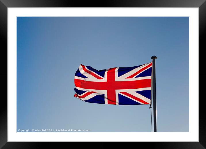 Union Flag flying in wind Framed Mounted Print by Allan Bell