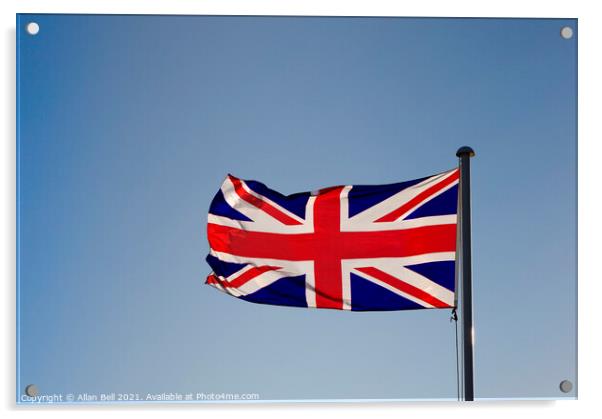 Union Flag flying in wind Acrylic by Allan Bell