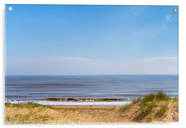 Waves Breaking on Beach Mablethorpe Lincolnshire Acrylic by Allan Bell