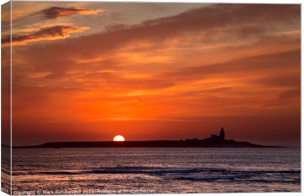 Sunrise over Coquet Island Canvas Print by Mark Sunderland