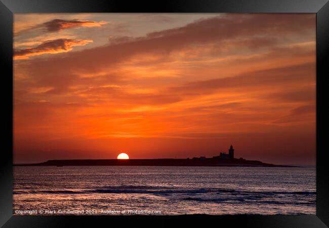 Sunrise over Coquet Island Framed Print by Mark Sunderland