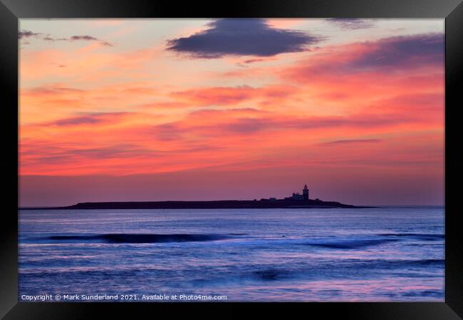 Dawn Sky over Coquet Island Framed Print by Mark Sunderland