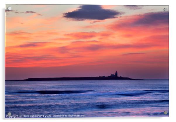 Dawn Sky over Coquet Island Acrylic by Mark Sunderland