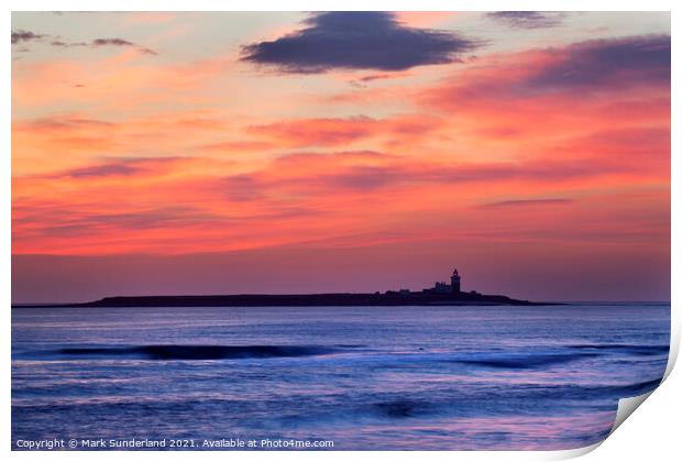 Dawn Sky over Coquet Island Print by Mark Sunderland