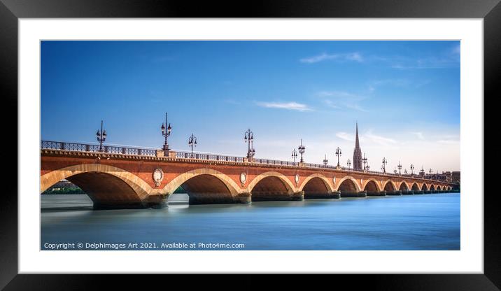 Pont de Pierre bridge in Bordeaux, France Framed Mounted Print by Delphimages Art