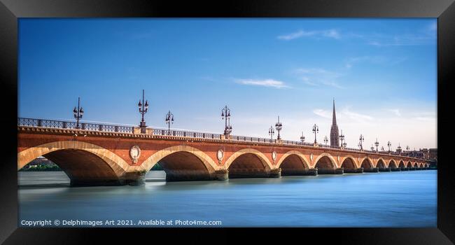 Pont de Pierre bridge in Bordeaux, France Framed Print by Delphimages Art