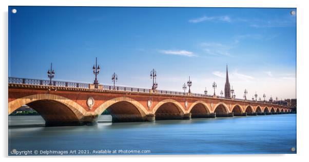 Pont de Pierre bridge in Bordeaux, France Acrylic by Delphimages Art