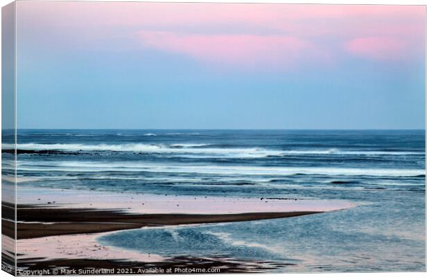 Pink Sky at Dusk at Alnmouth Canvas Print by Mark Sunderland