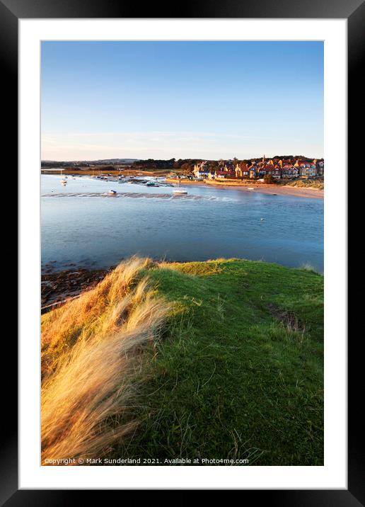 Alnmouth across the Aln Estuary from Church Hill Framed Mounted Print by Mark Sunderland