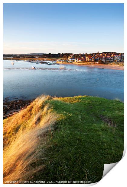 Alnmouth across the Aln Estuary from Church Hill Print by Mark Sunderland