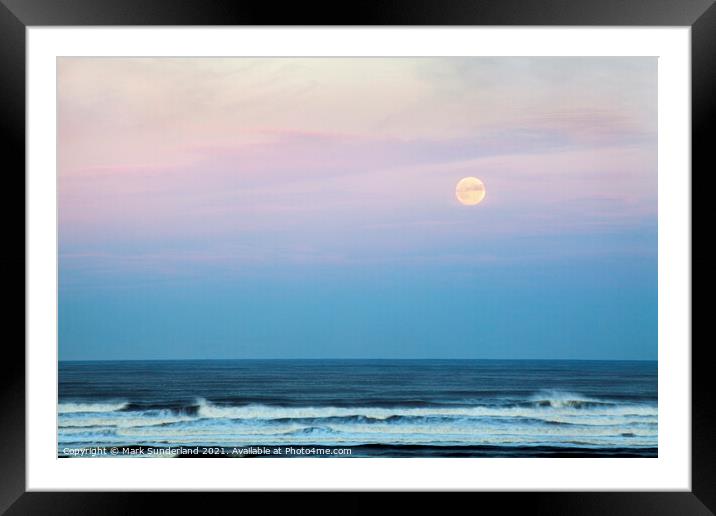 Moonrise over the North Sea at Alnmouth Framed Mounted Print by Mark Sunderland
