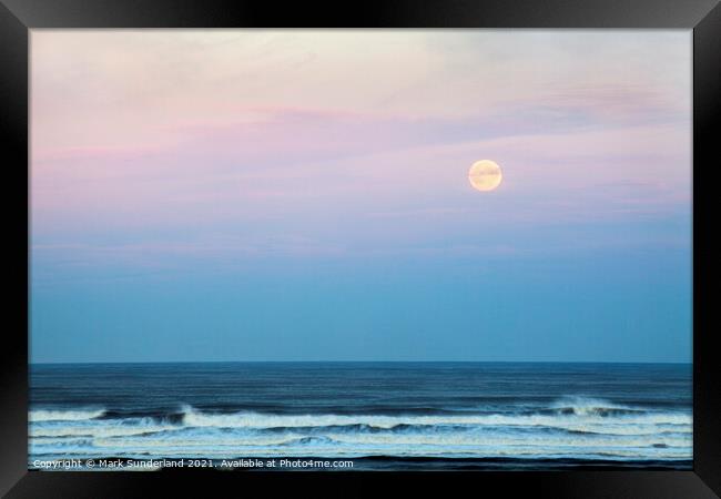 Moonrise over the North Sea at Alnmouth Framed Print by Mark Sunderland