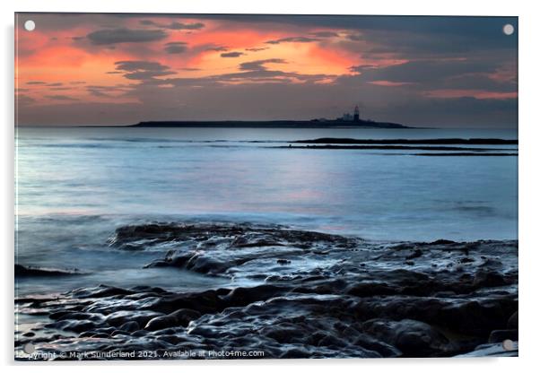 Dawn Sky over Coquet Island from Amble by the Sea Acrylic by Mark Sunderland