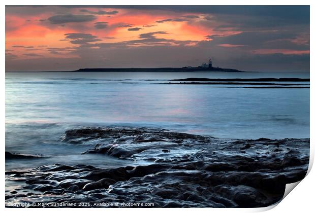 Dawn Sky over Coquet Island from Amble by the Sea Print by Mark Sunderland