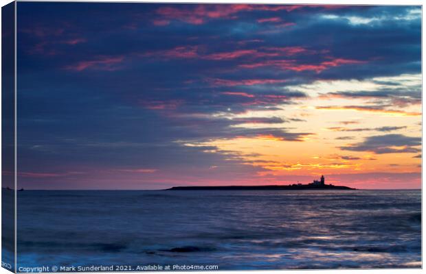 Red Sky over Coquet Island Canvas Print by Mark Sunderland