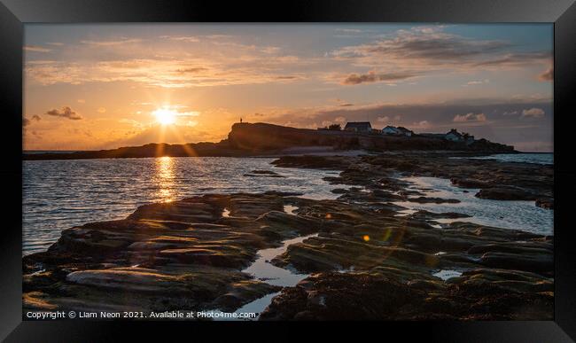 Walk Into the Sun at Hilbre Island Framed Print by Liam Neon