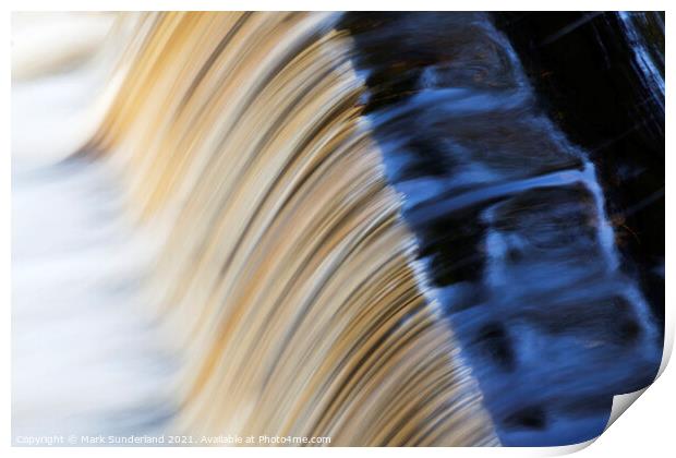 Weir on the River Nidd between Pateley Bridge and Glasshouses Print by Mark Sunderland
