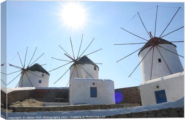Mykonos Windmills Canvas Print by Alister Firth Photography