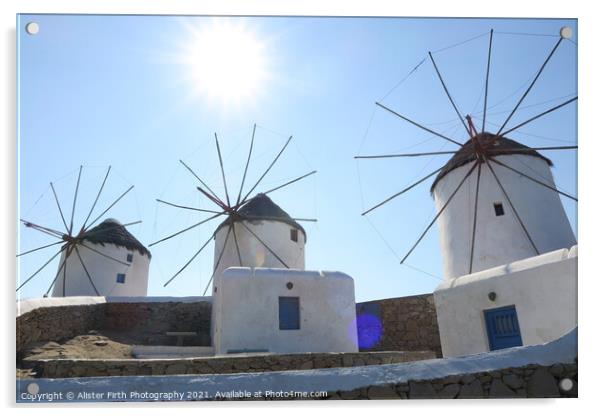 Mykonos Windmills Acrylic by Alister Firth Photography