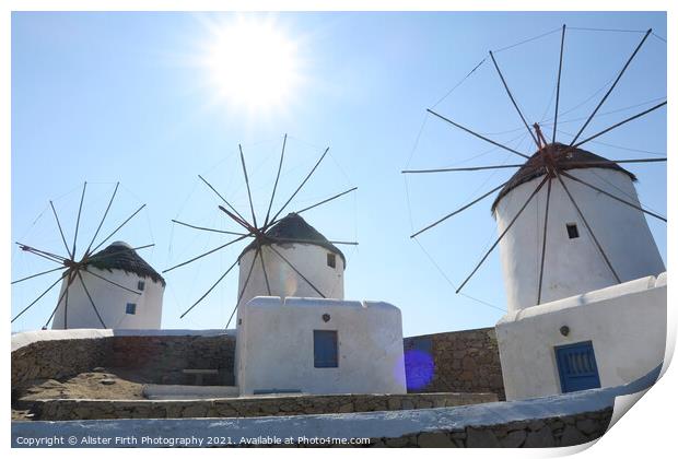 Mykonos Windmills Print by Alister Firth Photography