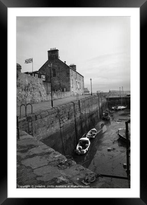 Dysart Harbour, Kirkcaldy, Scotland, Monochrome Framed Mounted Print by Imladris 