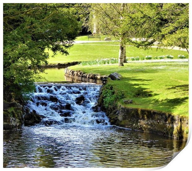 Serene Waterfall in Buxton Gardens Print by Mark Chesters