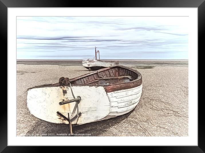 Boats On a Shingle Beach Framed Mounted Print by Ian Lewis