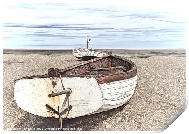 Boats On a Shingle Beach Print by Ian Lewis