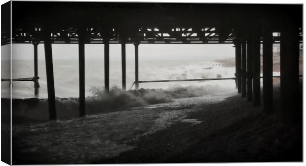 Hastings Pier - Storm brewing Canvas Print by Jules D Truman