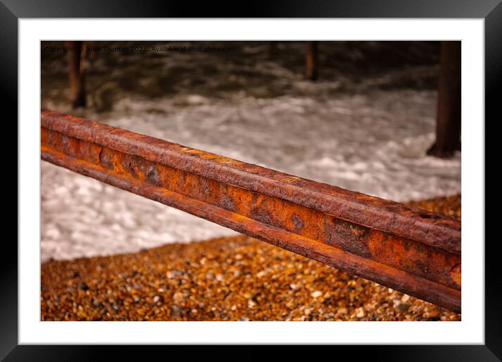 Hastings Pier rusty iron support Framed Mounted Print by Jules D Truman