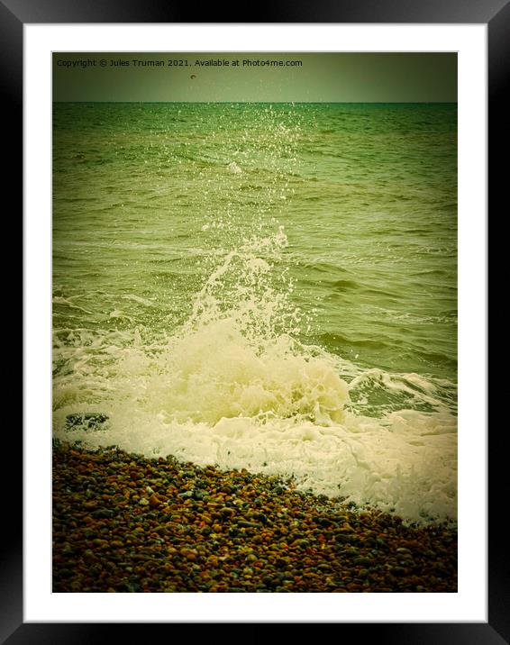 Hastings beach splash in green Framed Mounted Print by Jules D Truman