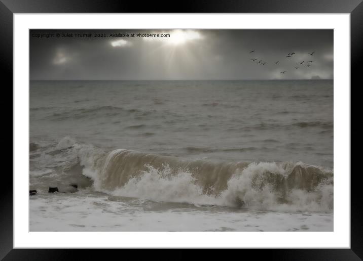 Hastings Beach Stormy Skies Framed Mounted Print by Jules D Truman