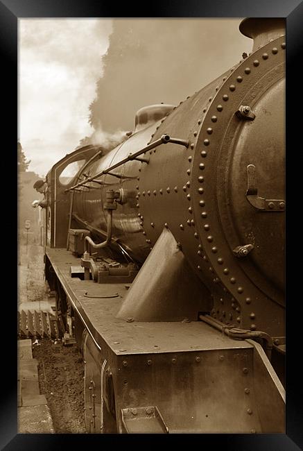 Steam Locomotive in Sepia Framed Print by graham young
